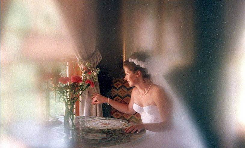 The Bride awaits the Big Moment in the Olde Orchard Cottage